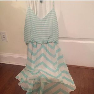 Aqua and white dress